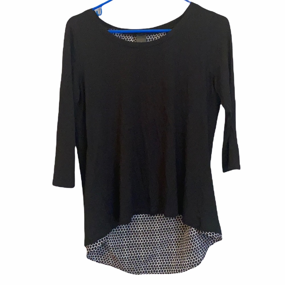Ann Taylor Black White Peekaboo Top